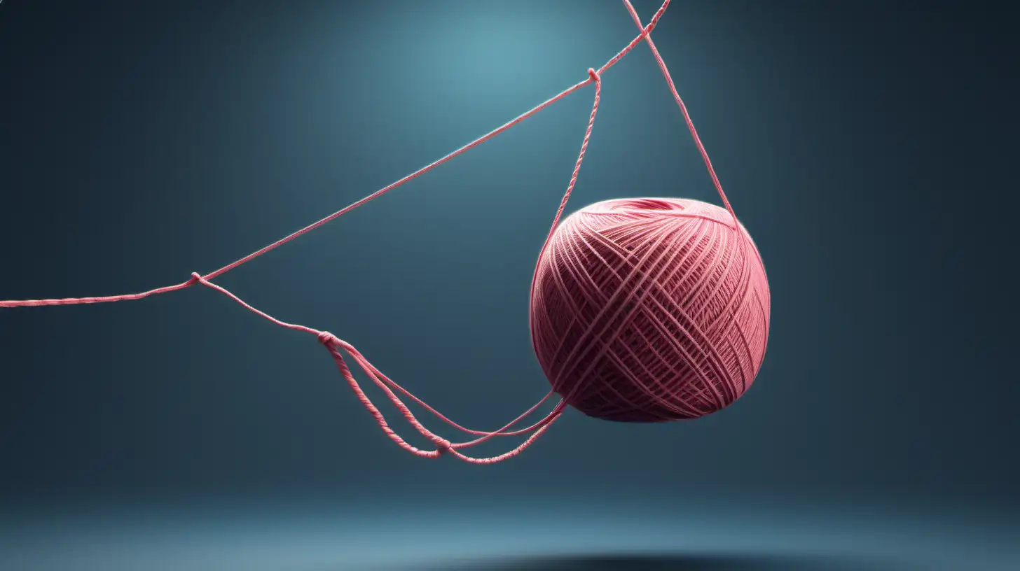 Realistic 3D Floating Yarn String in Captivating Perspective