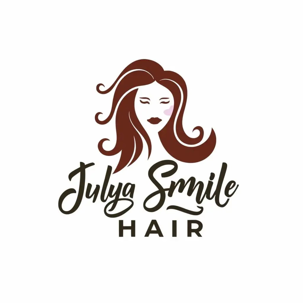 LOGO-Design-For-Julya-Smile-Hair-Elegant-Typography-with-Hair-Illustration-for-Beauty-Spa-Industry