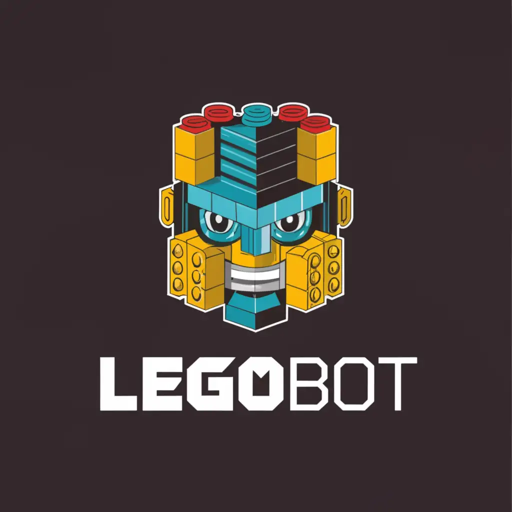 a logo design,with the text "LEGOBOT", main symbol:transformers made of lego,Moderate,be used in Entertainment industry,clear background