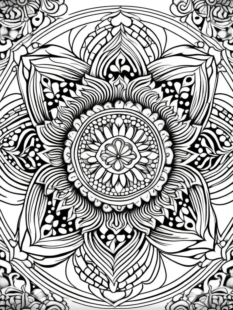 Mandala Coloring Book Design for Adults with AR 911 Aspect Ratio