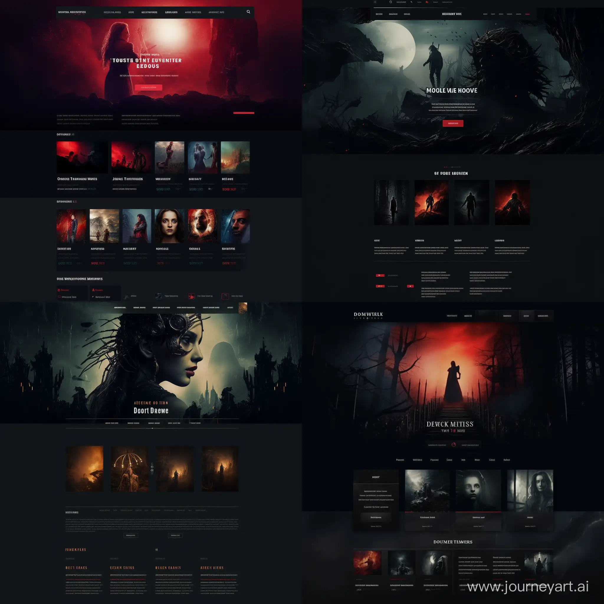 Dark and aesthetic themed movie streaming website mockup