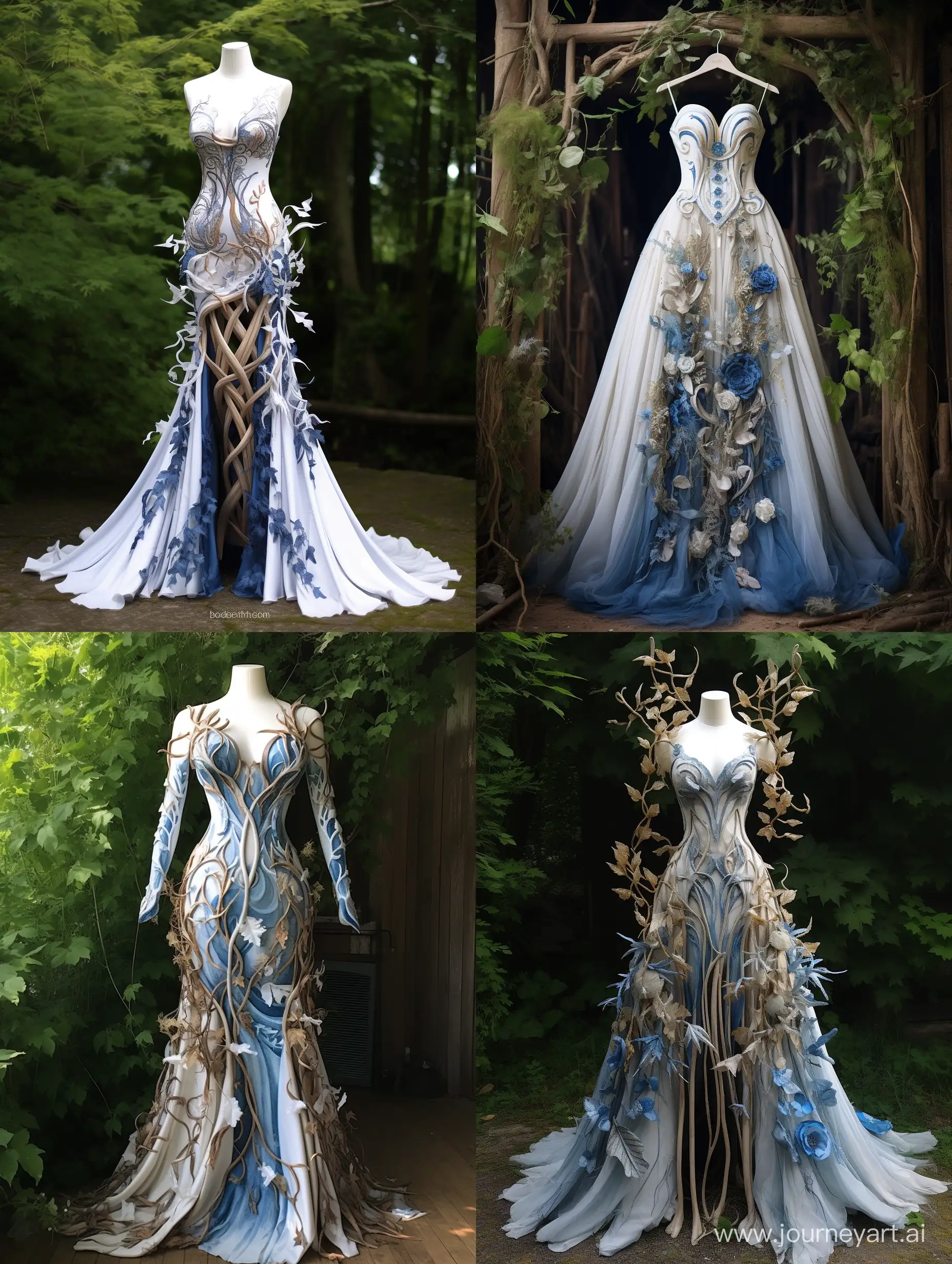 Fantasy-Celtic-Style-Blue-Leaf-Dress-Made-of-Plants