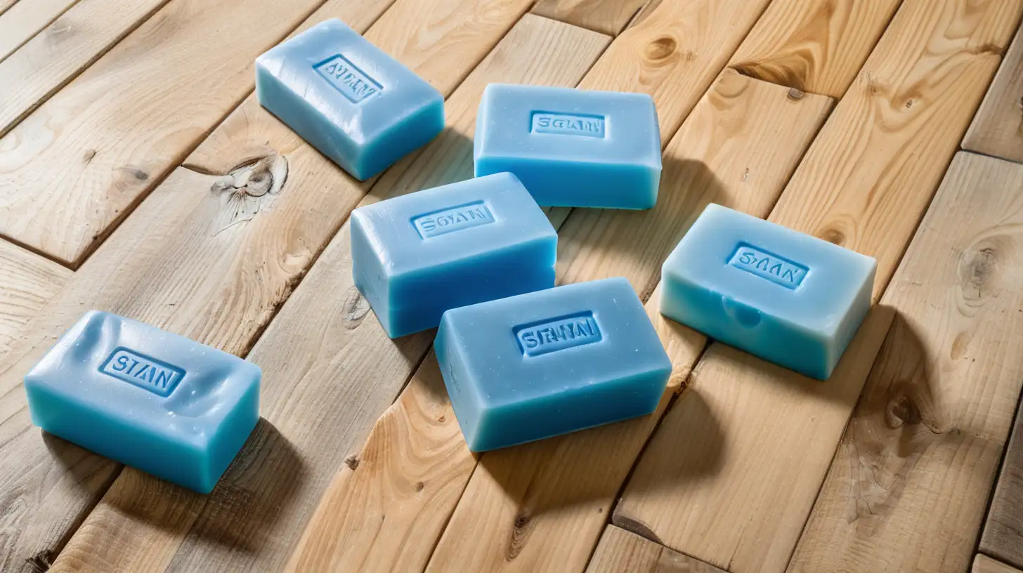 blue bar soaps on wood floor

