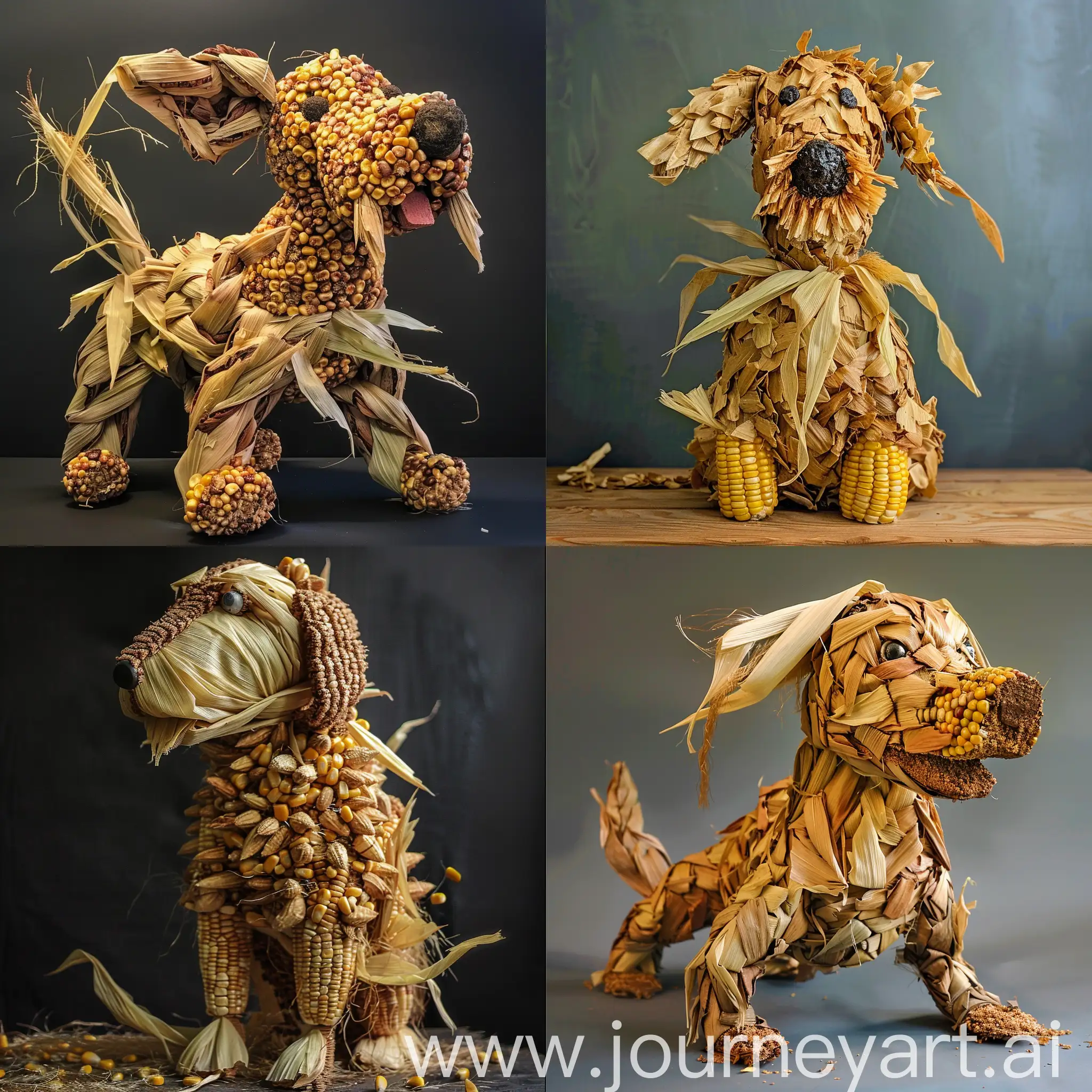 Dog made of corn and husks