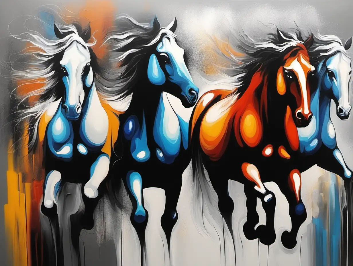 Abstract Horse Painting Dynamic Equestrian Expression