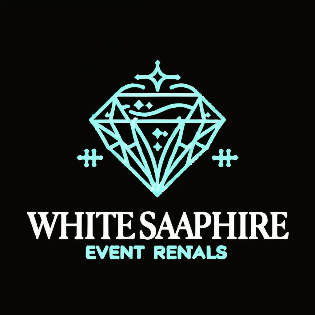 a logo design,with the text "White Sapphire Event Rentals", main symbol:"""
create a modern logo called "White Sapphire Event Rentals",  create a logo that will help boost brand recognition for my party rentals business.

the logo Name:  "White Sapphire Event Rentals",

Key Requirements:
- The logo should be simple yet memorable, aimed at professionals in any industry.
- It should reflect the essence of a party rental business ( Weddings, Birthdays, Corporate Events ),  incorporating some elements associated with our offerings ( Flower walls, photo booths, wedding arches, Tents, Marquee letters ).
- A modern, clean design is preferred, with a touch of creativity to make it stand out.

""",Moderate,be used in Events industry,clear background