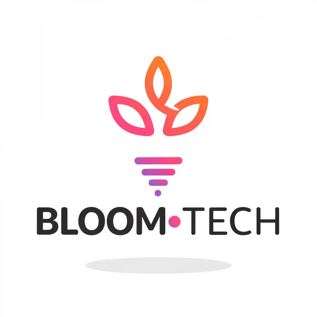 a logo design,with the text "BloomTech", main symbol:RED PLASMAbeam SHOOTING DOWN into the shape of a SPROUT,Moderate,be used in Technology industry,clear background