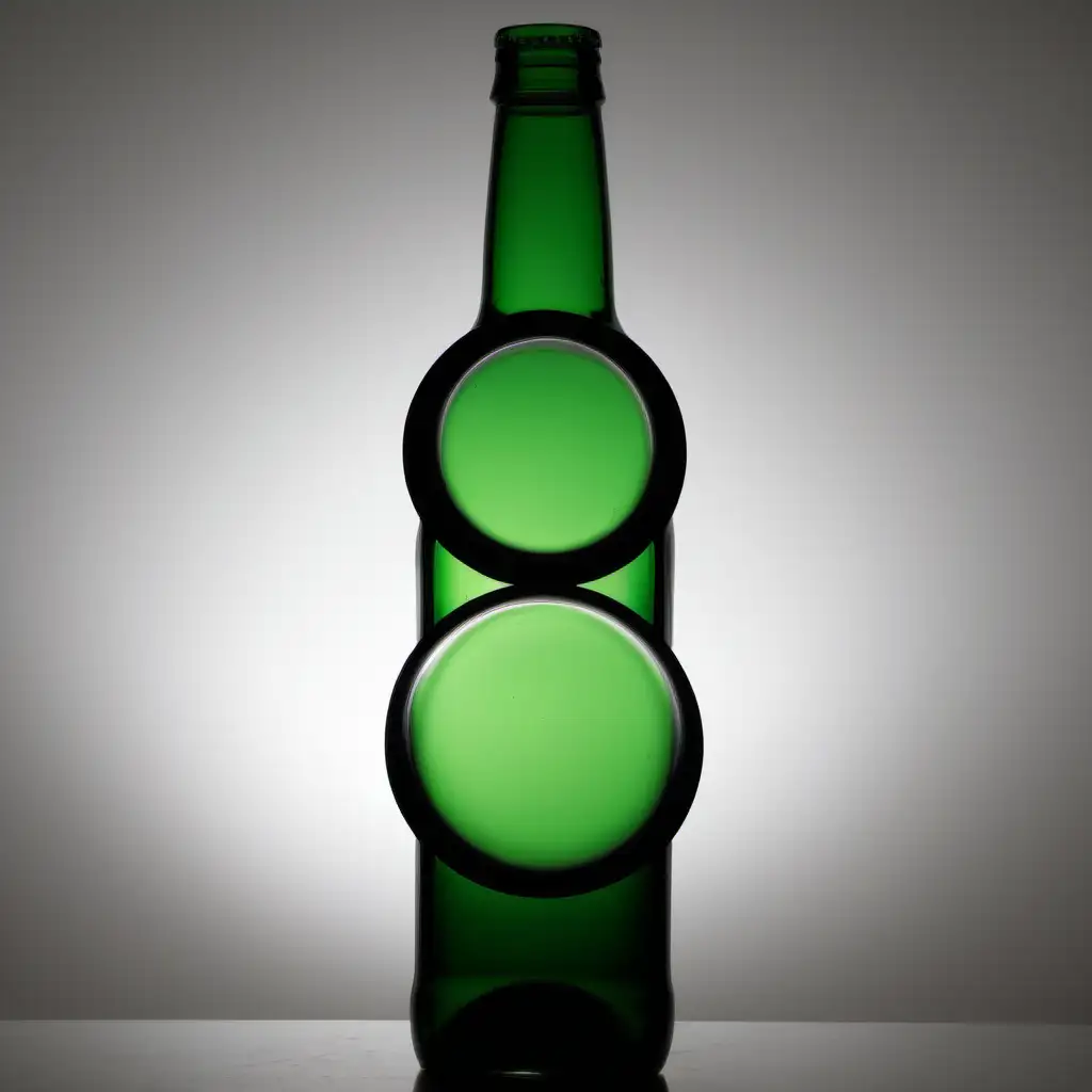 3 circles on top of each other alcohol bottle 