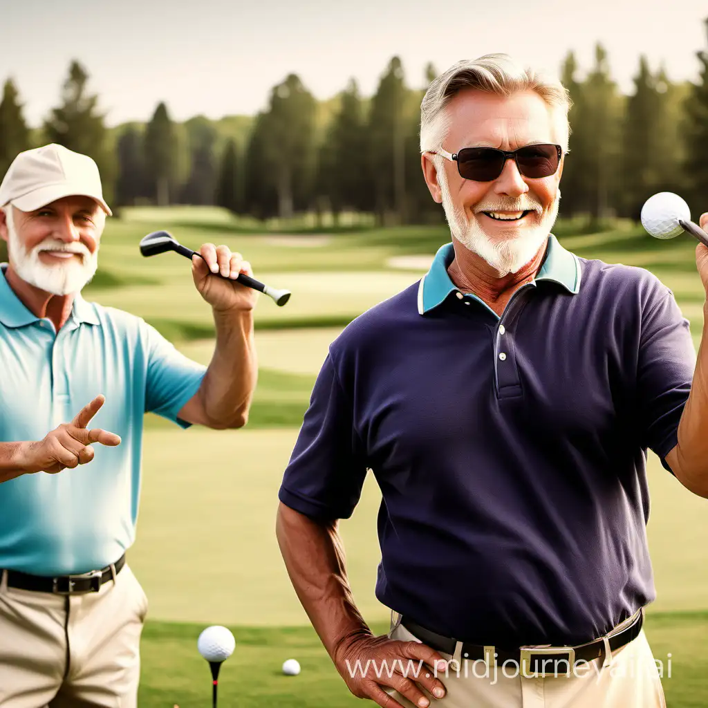 MiddleAged Golf Enthusiasts Expressing Admiration at the Range