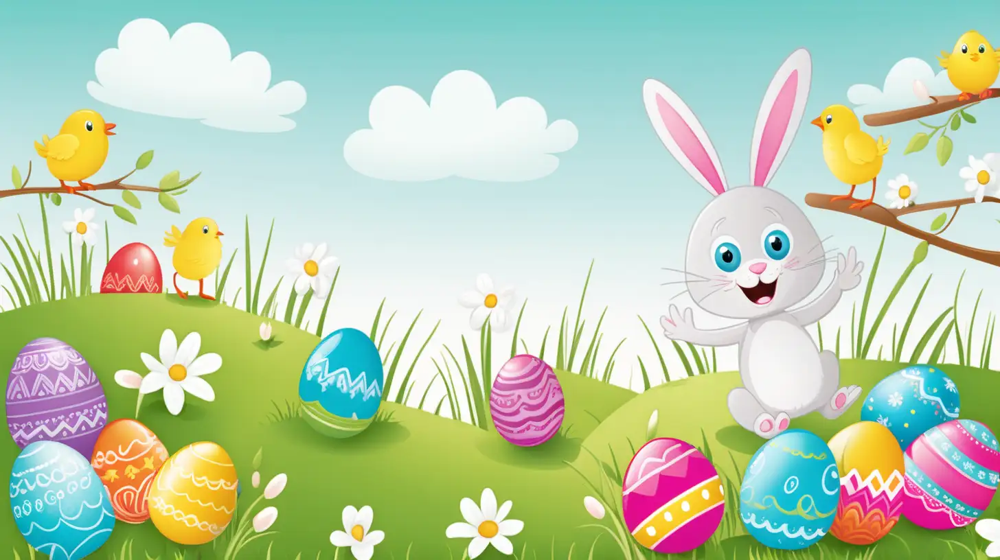 Vibrant Easter Egg Hunt Illustration for Kids