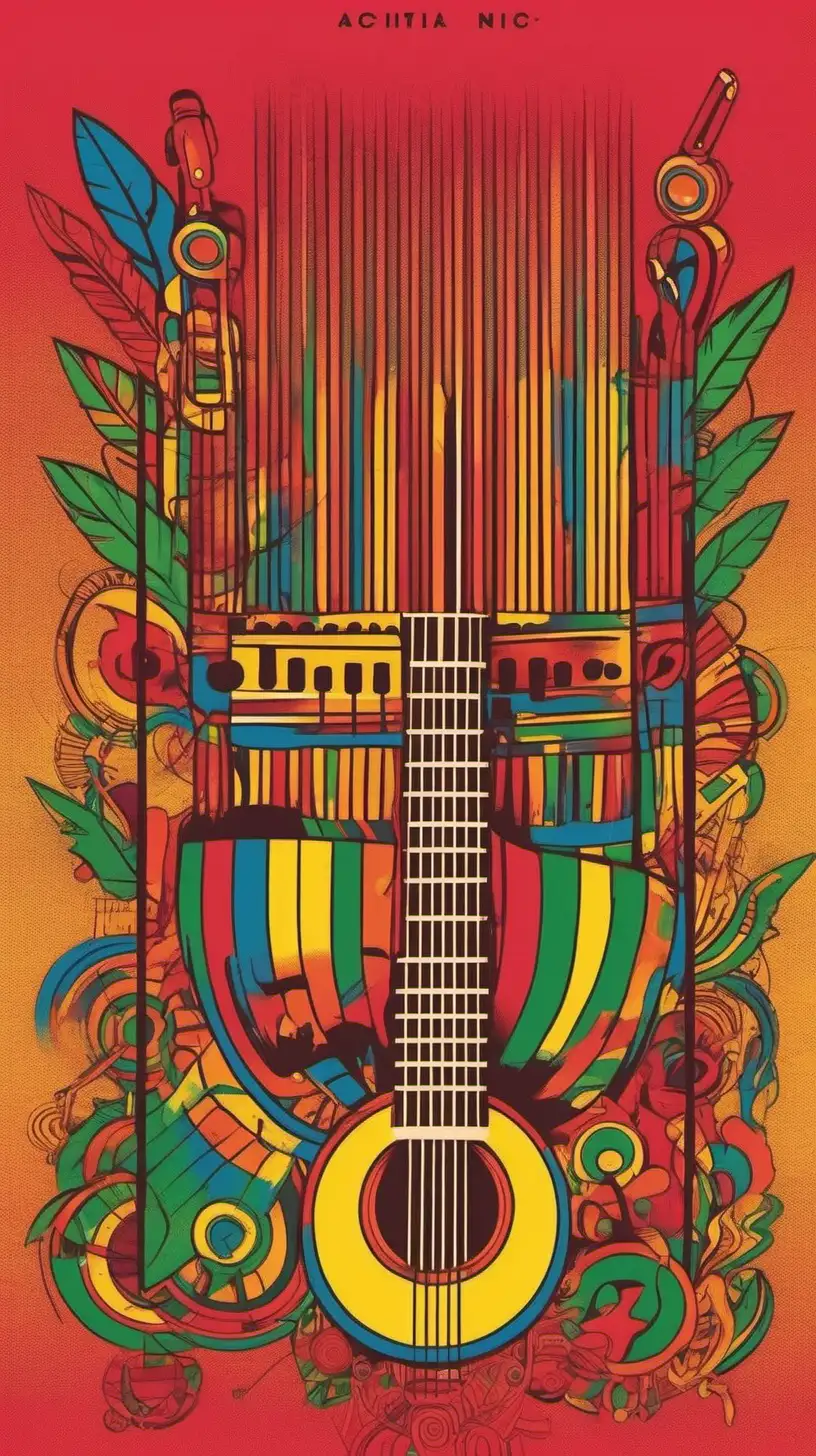 Colourfull yet simple music poster , inspired by Latin America, Africa, Cuba and Jamaica. 
