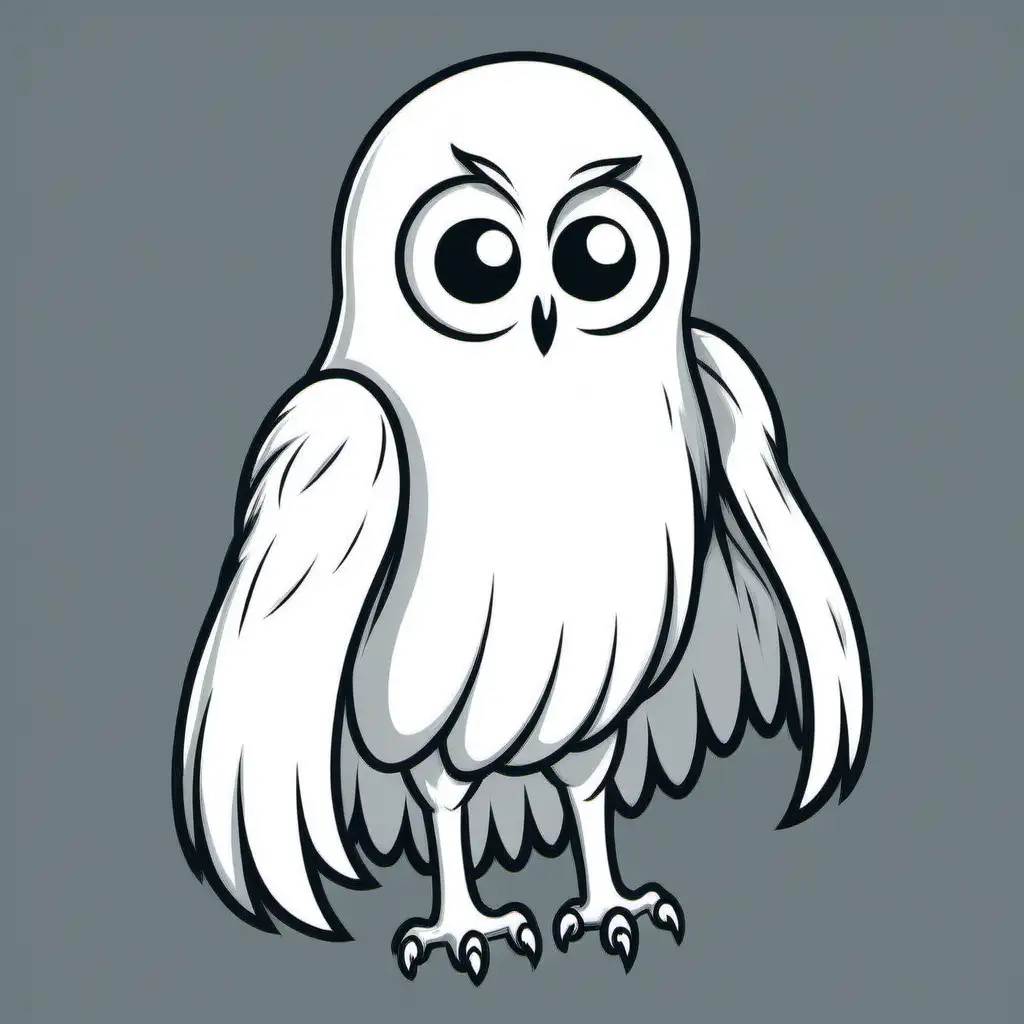 Whimsical Ghost Owl Cartoon with Playful Caption