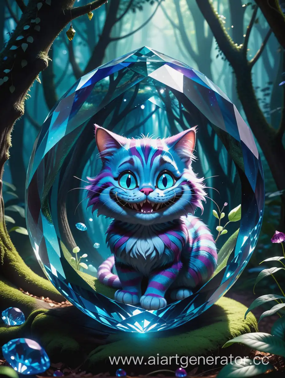 Cheshire-Cat-in-Enchanted-Blue-Crystal-Forest