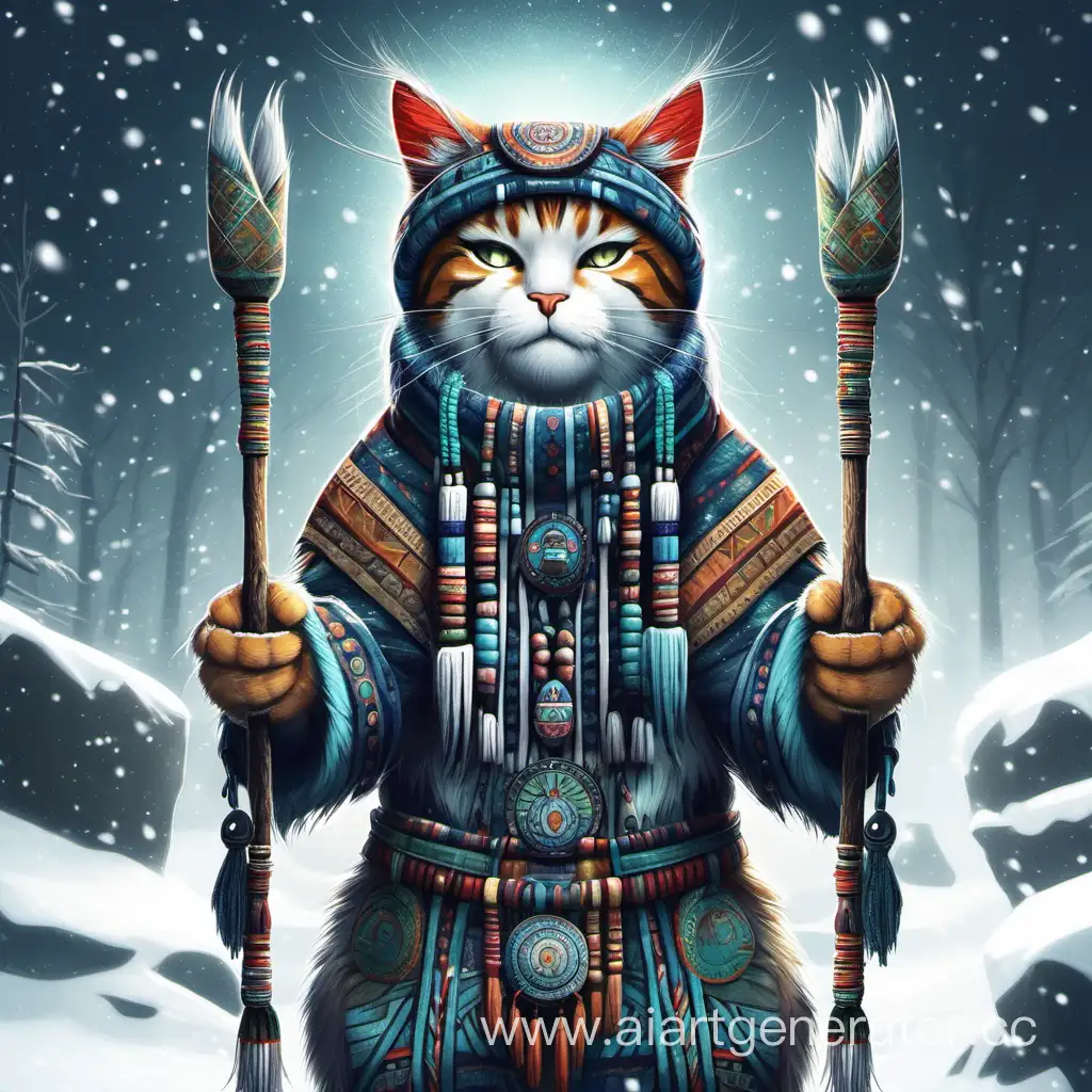 Enchanting-Winter-Scene-with-a-Shaman-Cat