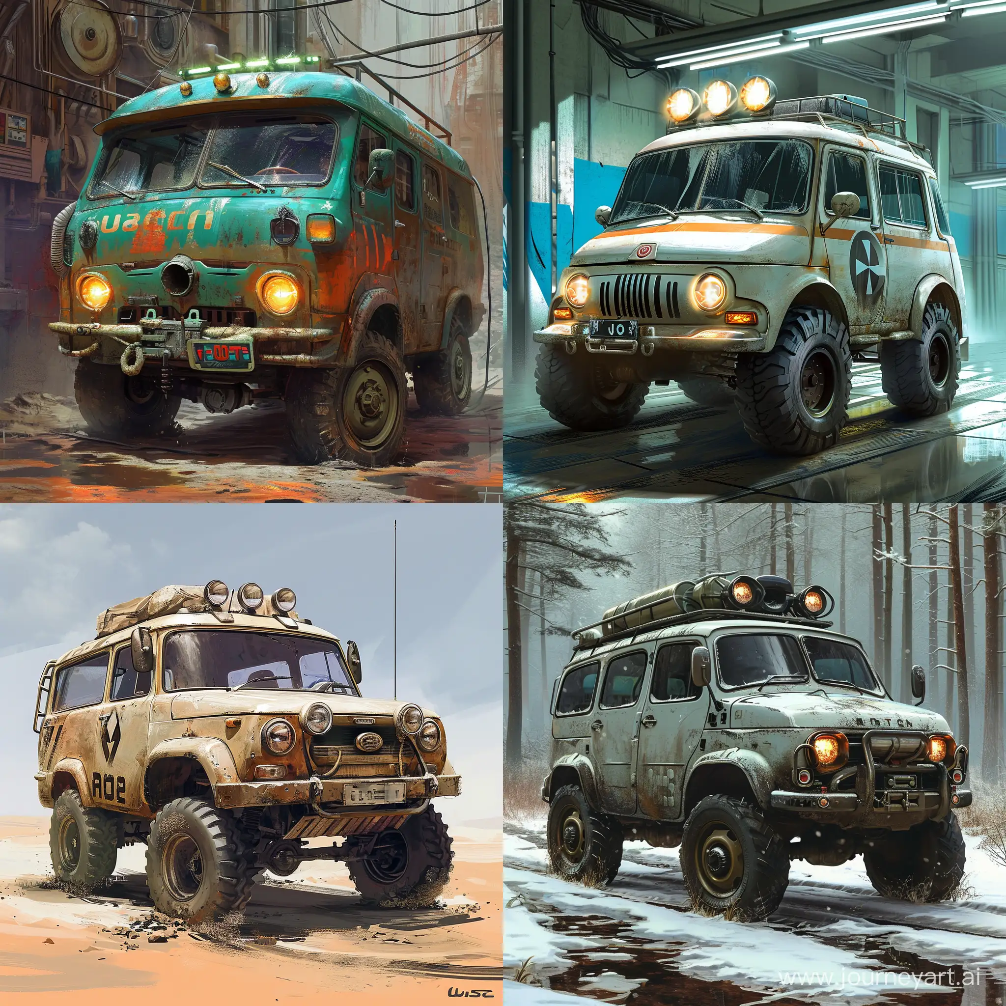 Futuristic-UAZ452-in-SciFi-Landscape-Art