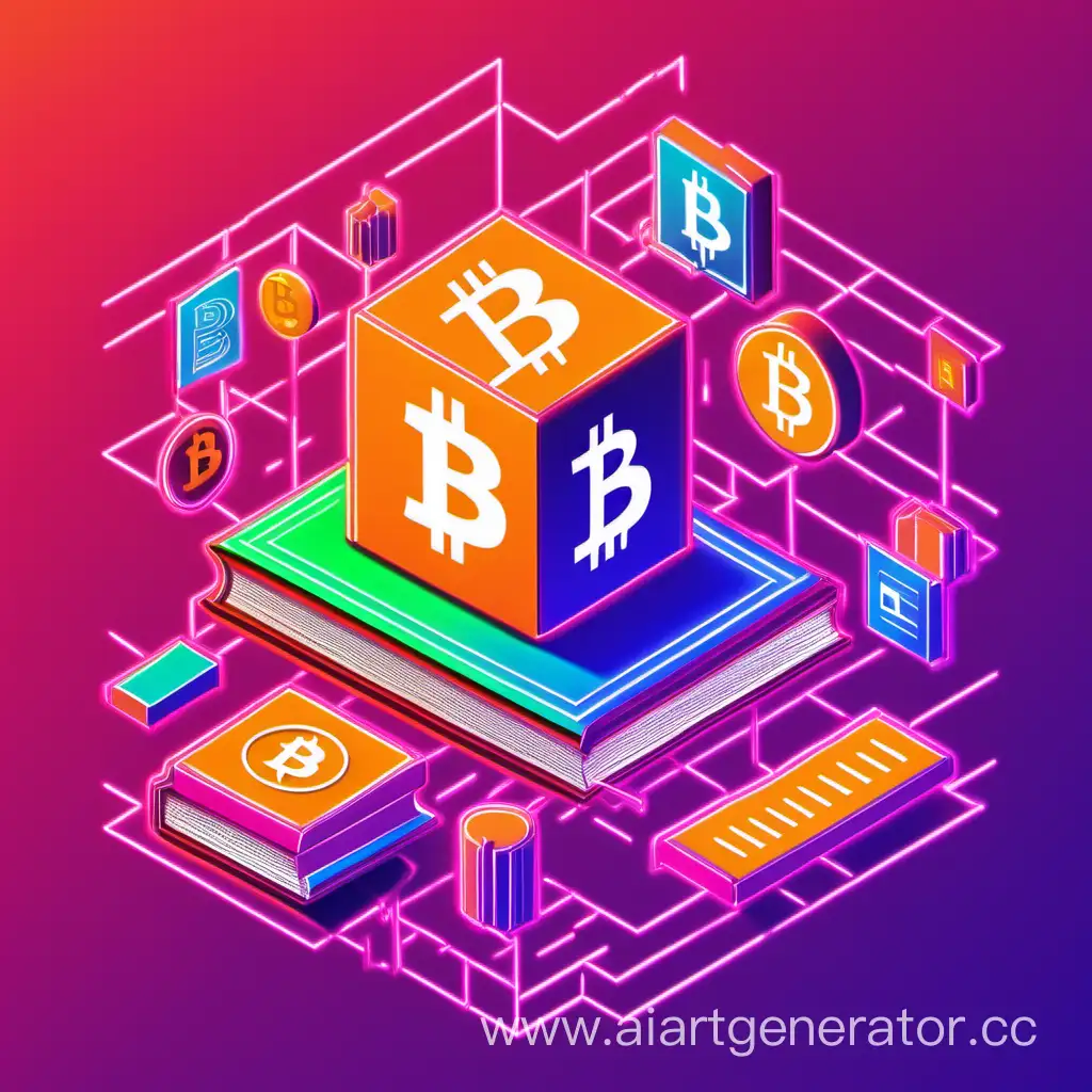 Cryptocurrency-Education-Channel-Cover-Vibrant-Neon-Bitcoin-Symbol-and-Book