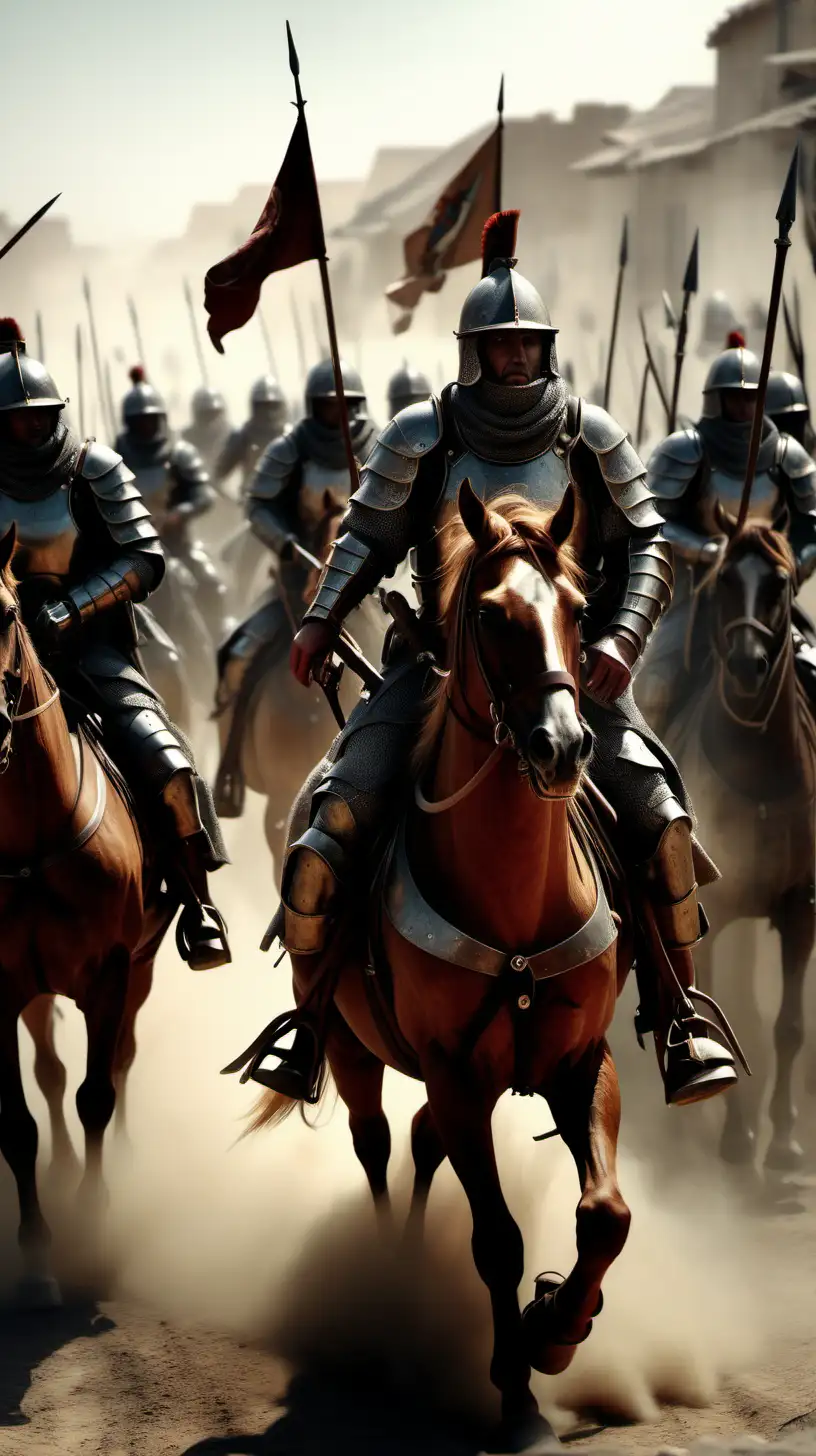 Epic Battle Scene 1503 Army on Horseback in Stunning 8K Cinematic Detail