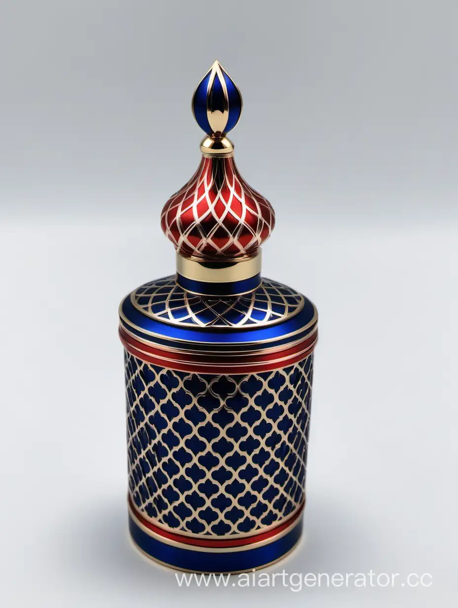 Luxurious-Zamac-Perfume-Bottle-Cap-in-Shiny-Dark-Blue-with-Ornate-Arabesque-Pattern