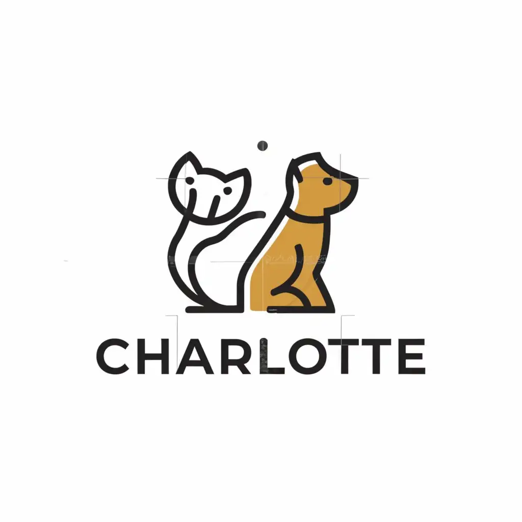 LOGO-Design-For-Charlotte-Minimalistic-Dog-and-Cat-Symbol-for-Animals-Pets-Industry