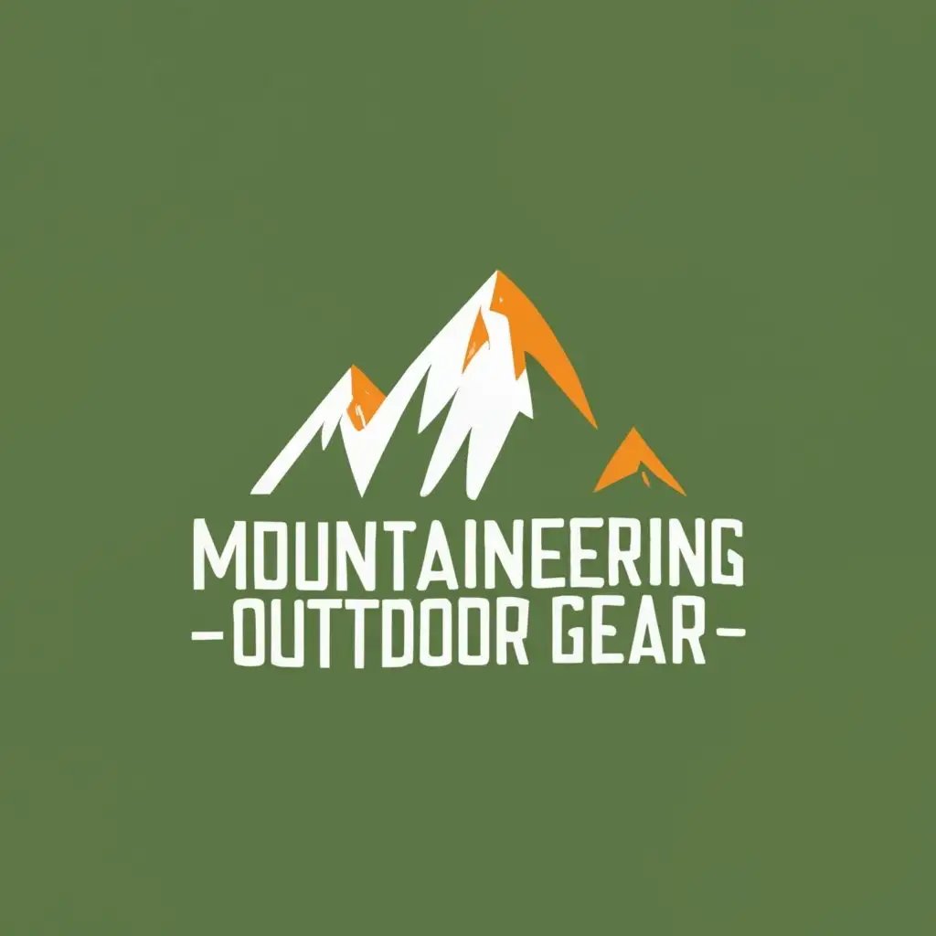 logo, MOUNTAIN, with the text "MOUNTAINEERING OUTDOOR GEAR", typography