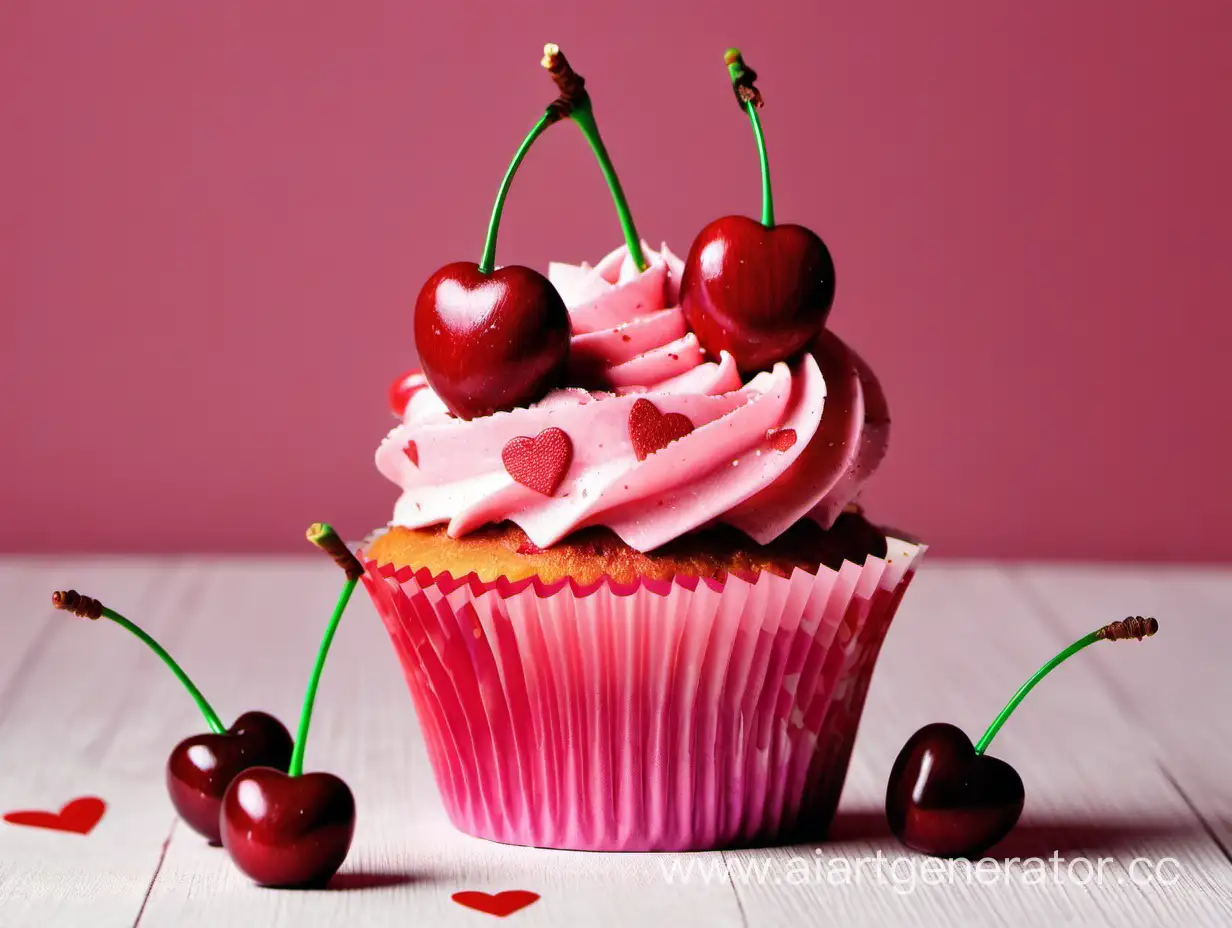 Delicious-Cherry-Cupcake-for-St-Valentine-Celebration