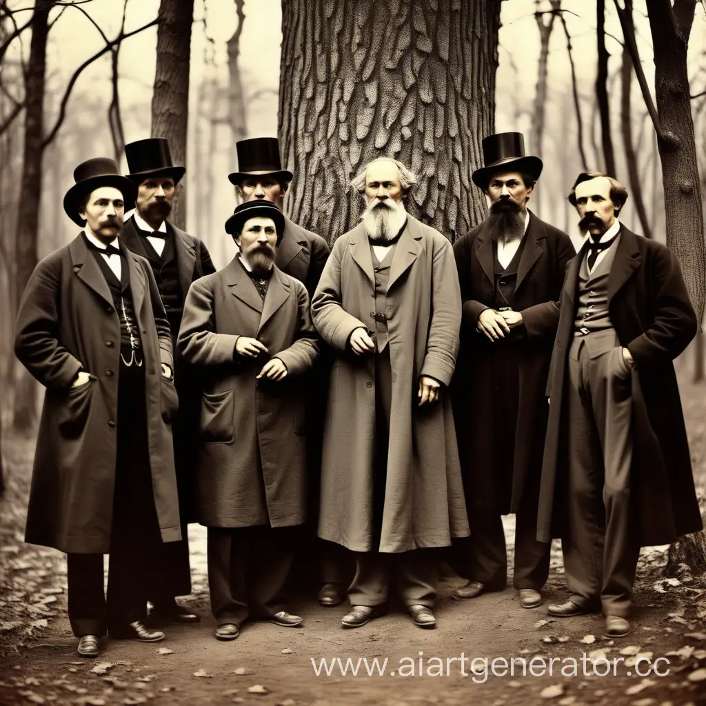 Russian-Literary-Giants-Gathered-by-Enchanted-Oak-Tree-in-Forest