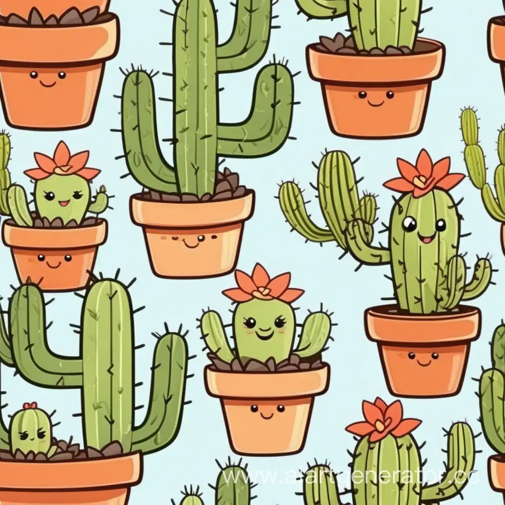 Happy-Cartoon-Cactus-in-Pot-Vibrant-and-Cheerful-Plant-Illustration