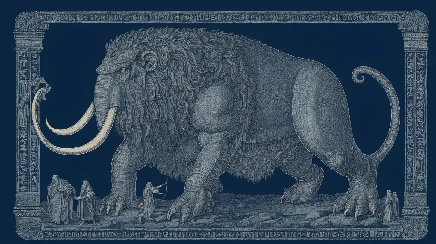 the Behemoth, ancient biblical history, dark blue background