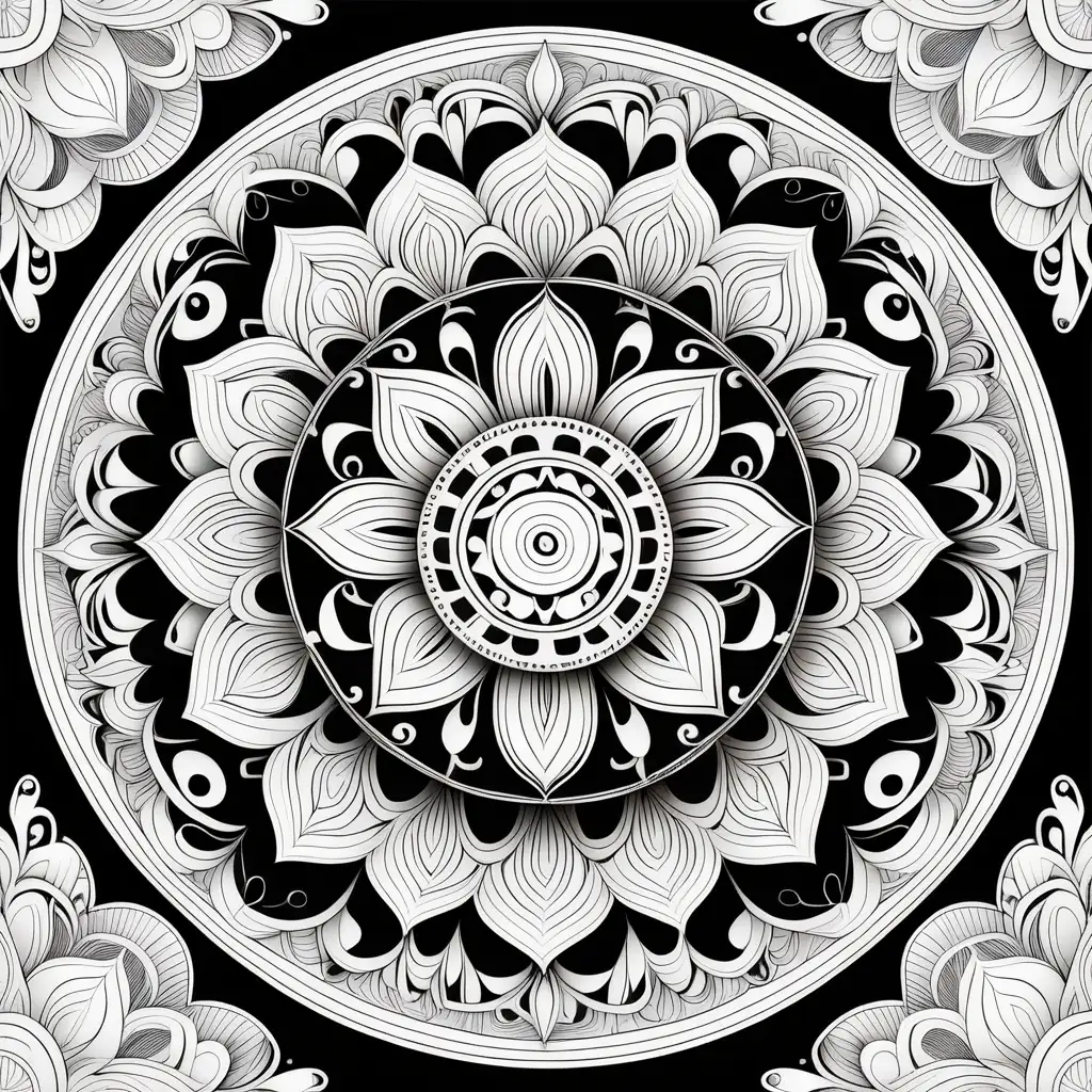 Intricate Mandala Coloring Page for Relaxation and Creativity