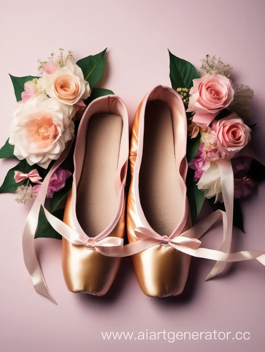 Elegant-Ballet-Pointe-Shoes-with-Floral-Ribbon-and-Bow