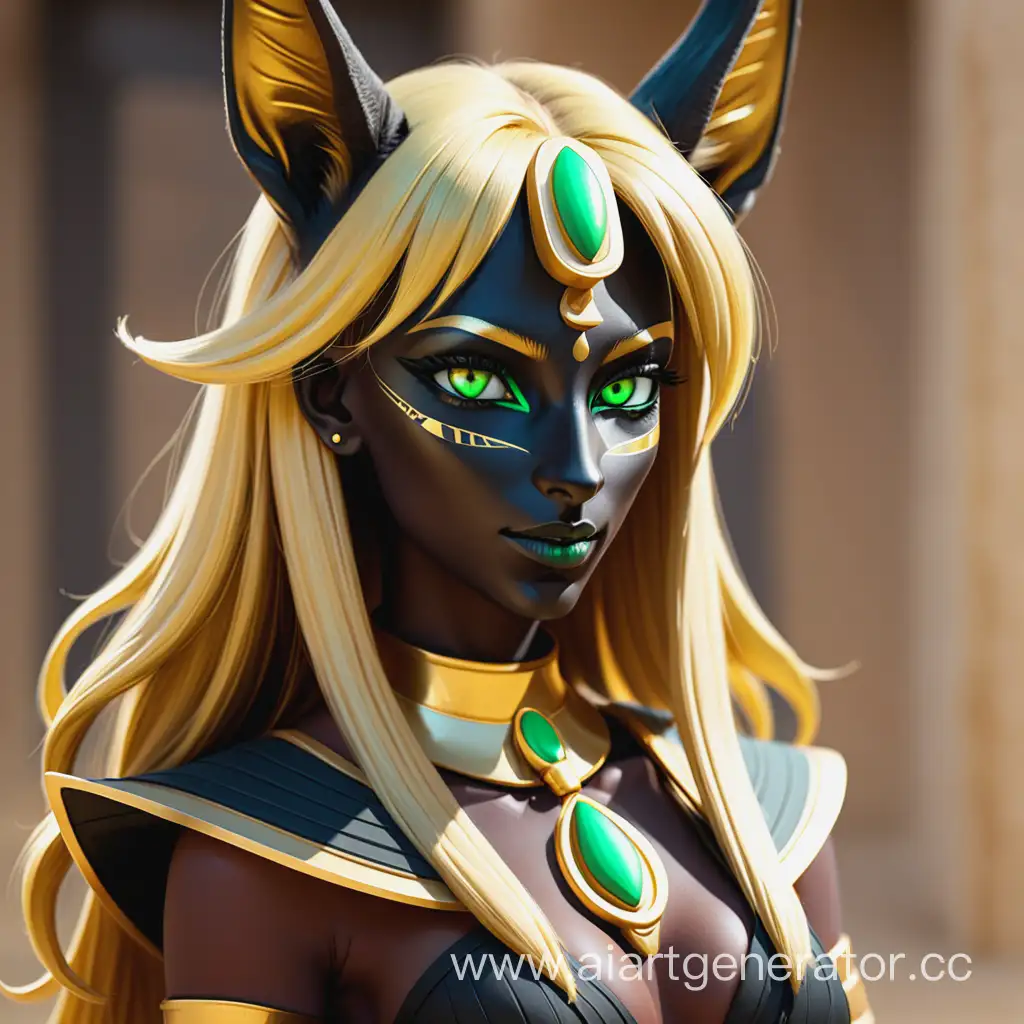 Anubis-Girl-with-Green-Eyes-and-Golden-Hair-Mythical-Beauty-Portrait
