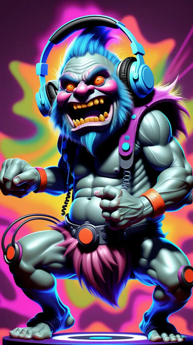 Psychedelic Pop Dwarf Techno DJ Troll Playing Card Art