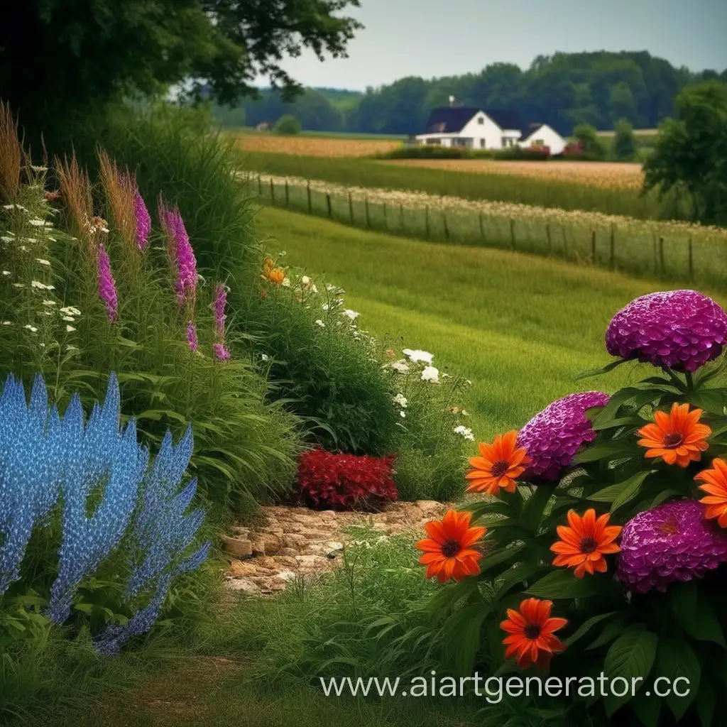 Picturesque-Country-Landscape-Bordering-Vibrant-Flowers