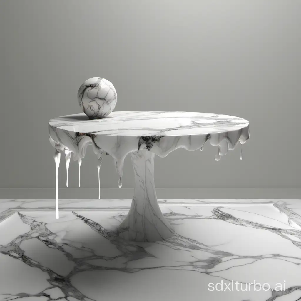 marble table melting minimalistic environment houdini render