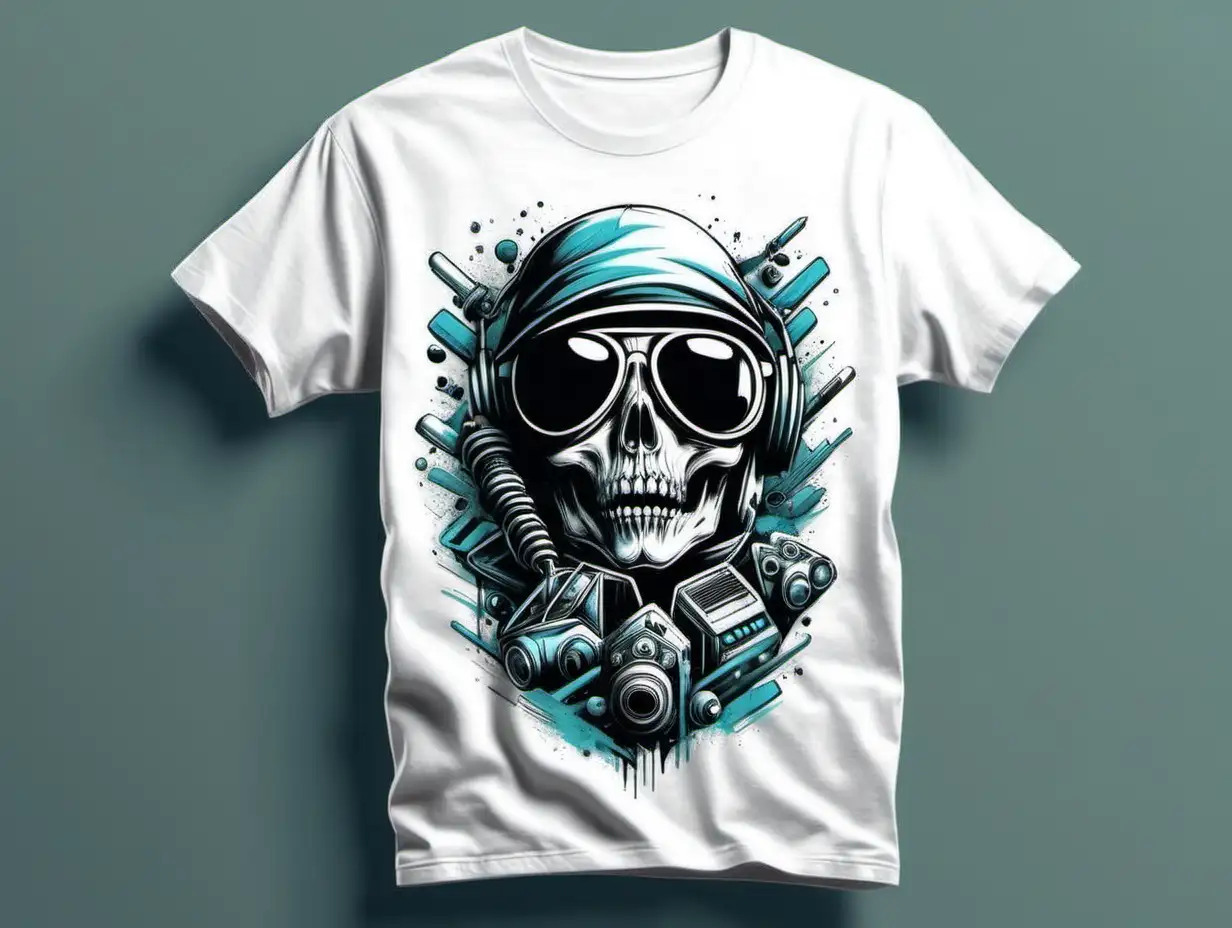 Vibrant Cool TShirt Design with Geometric Patterns and Tropical Flair