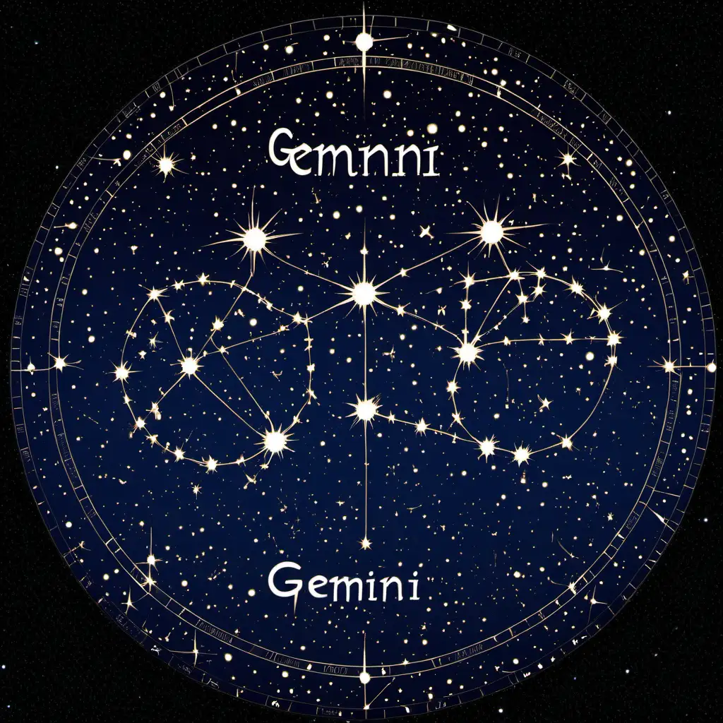 Celestial Harmony Gemini Twins in a Constellation of Stars