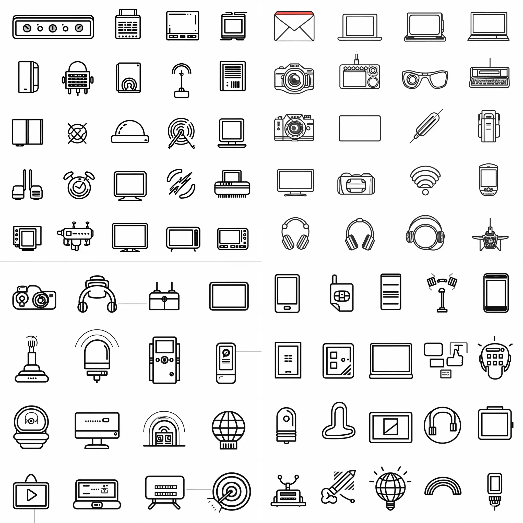 vector line icon set electronic