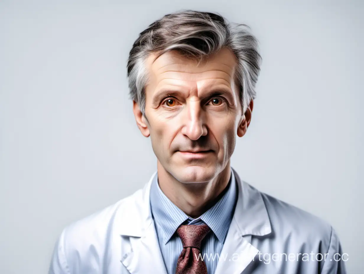 Фото врача, только портретная зона, лицо светлое, фон белый