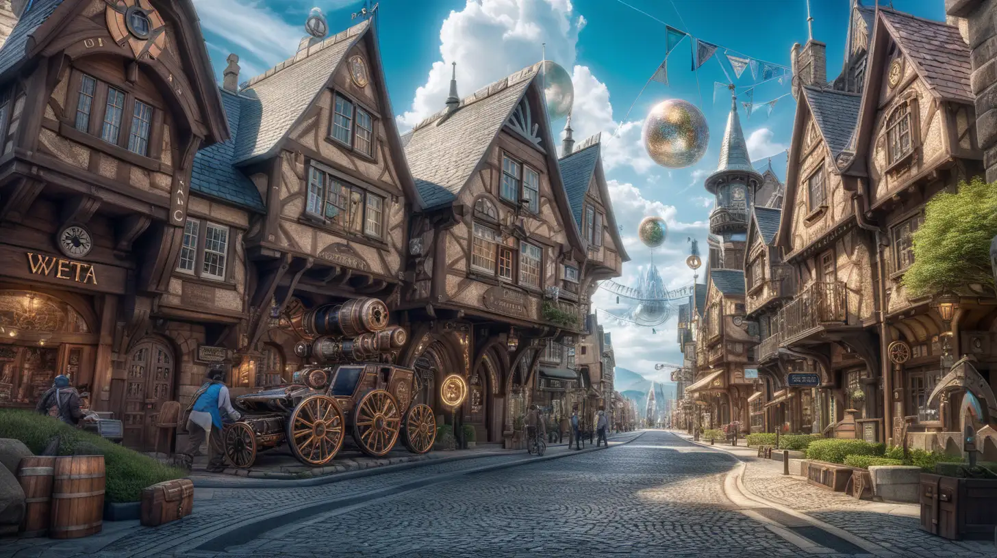 Steampunk Townscape with Subdimensional Sunlight