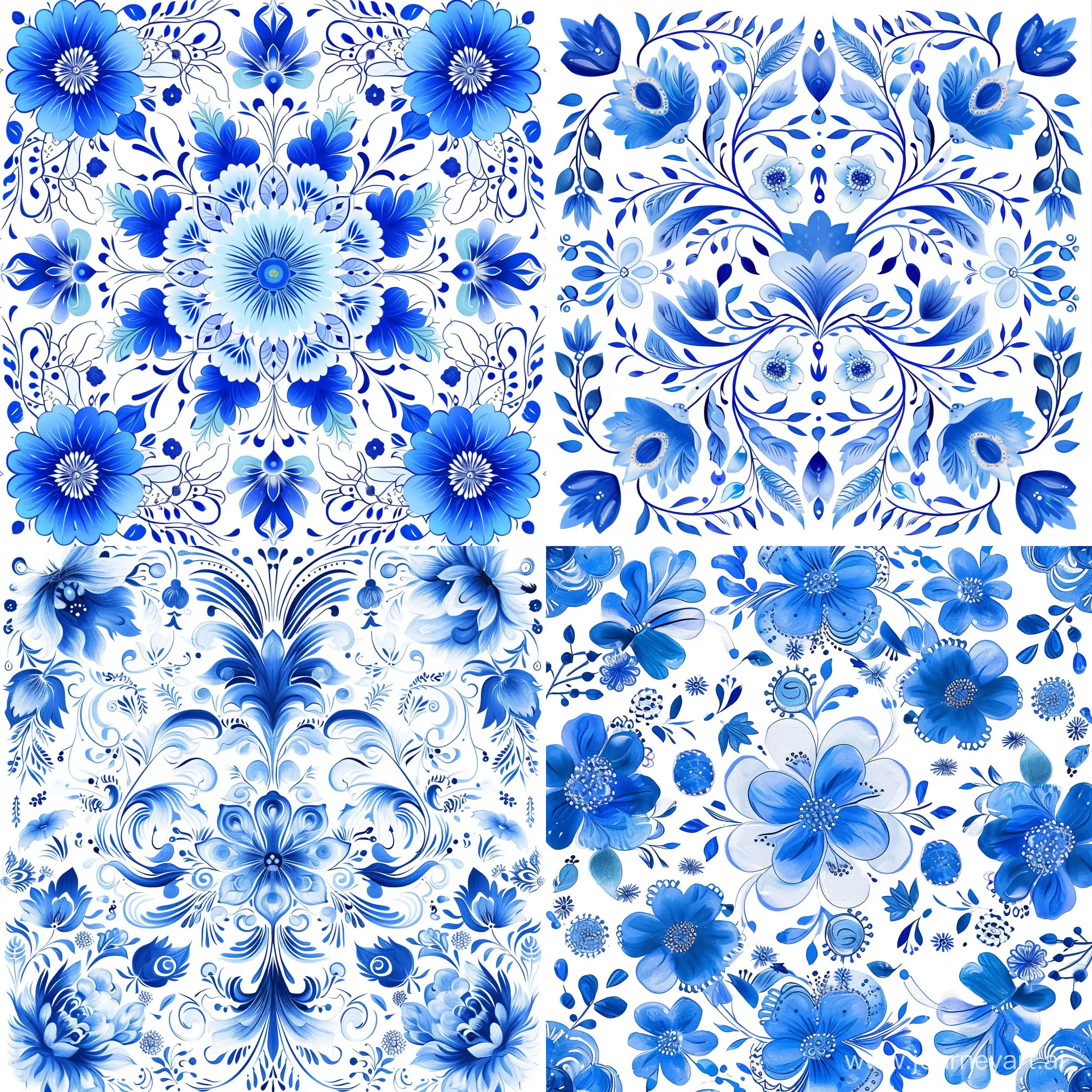 узор сочетание  русского стиля "гжель" и психоделических кислотных красок. 
цвета используй белый, синий, голубой 