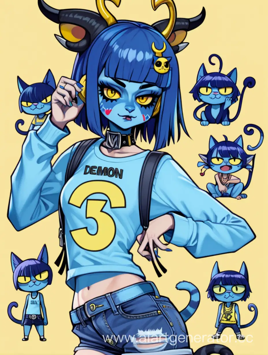 Whimsical-Blue-Demon-with-Cat-Ears-in-Gorillaz-Art-Style