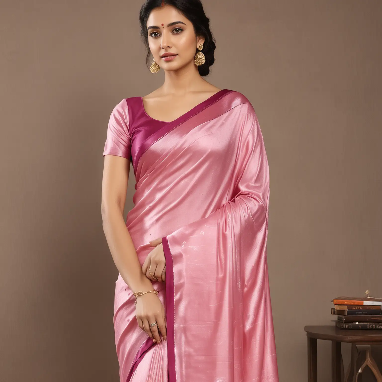 Elegant Crepe Satin Saree with Intricate Embroidery