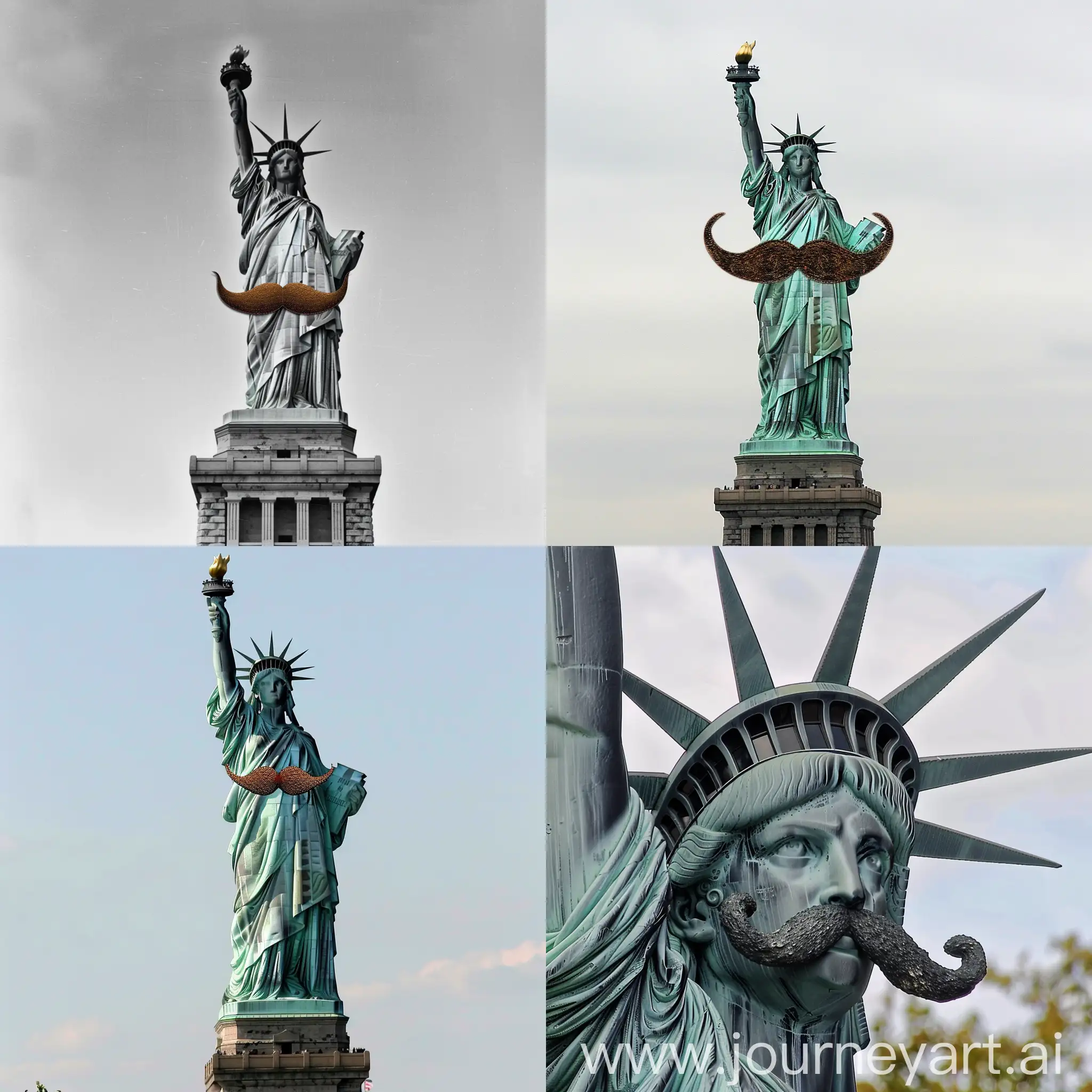 The statue of liberty with a moustache