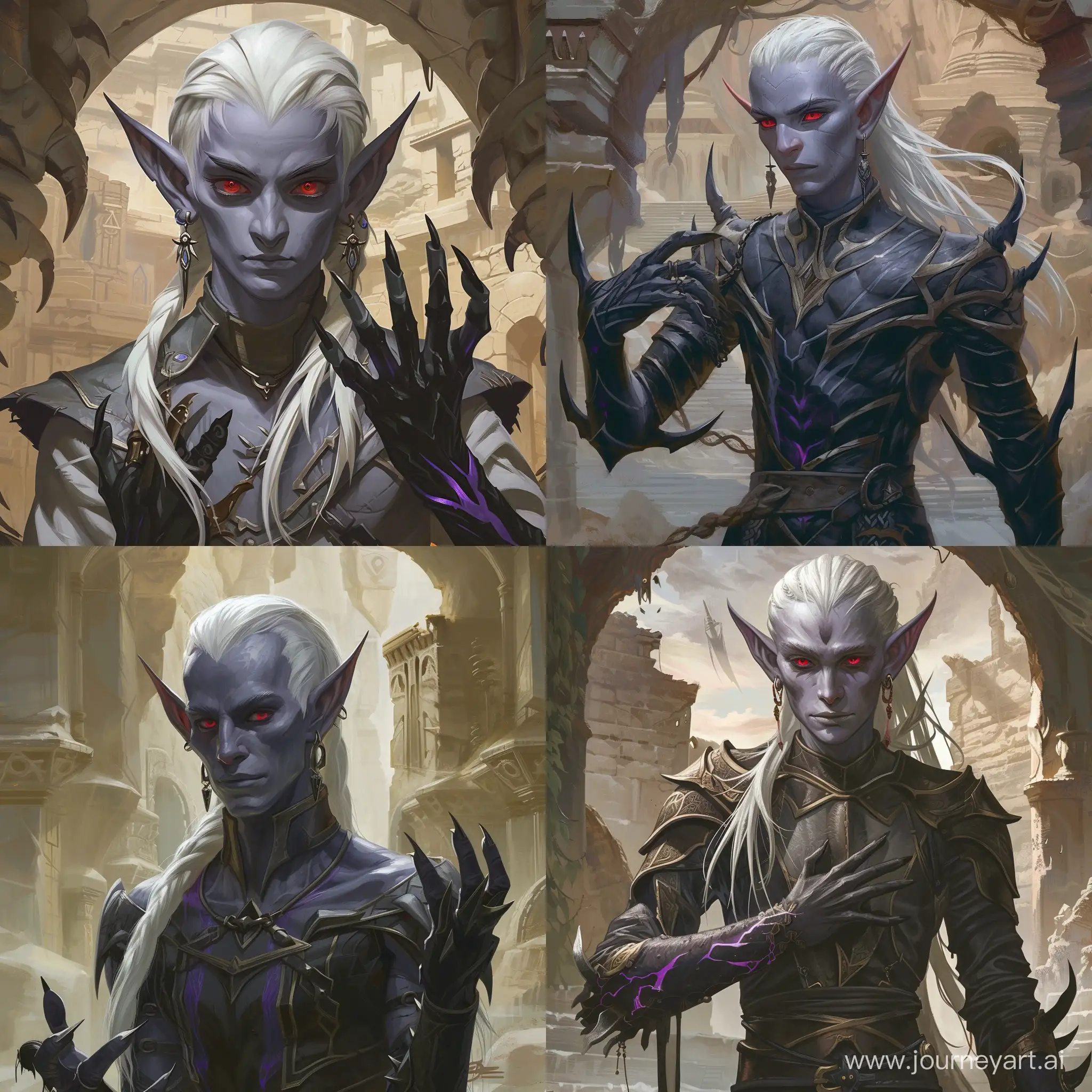 Dark-Elf-Rogue-in-Ruined-Temple-Fantasy-Dungeons-and-Dragons-Art
