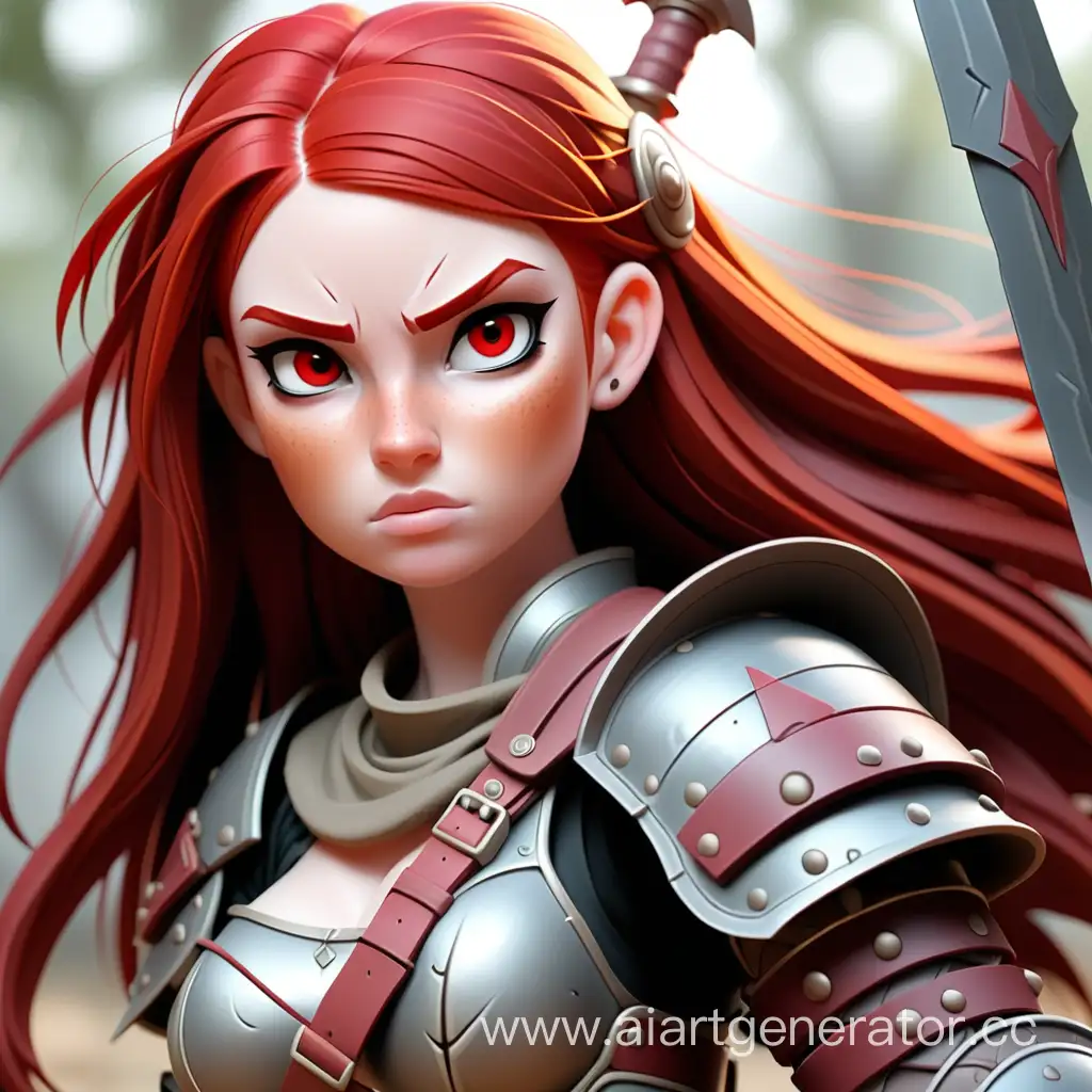 Fiery-RedHaired-Warrior-Maiden-in-Battle-Stance