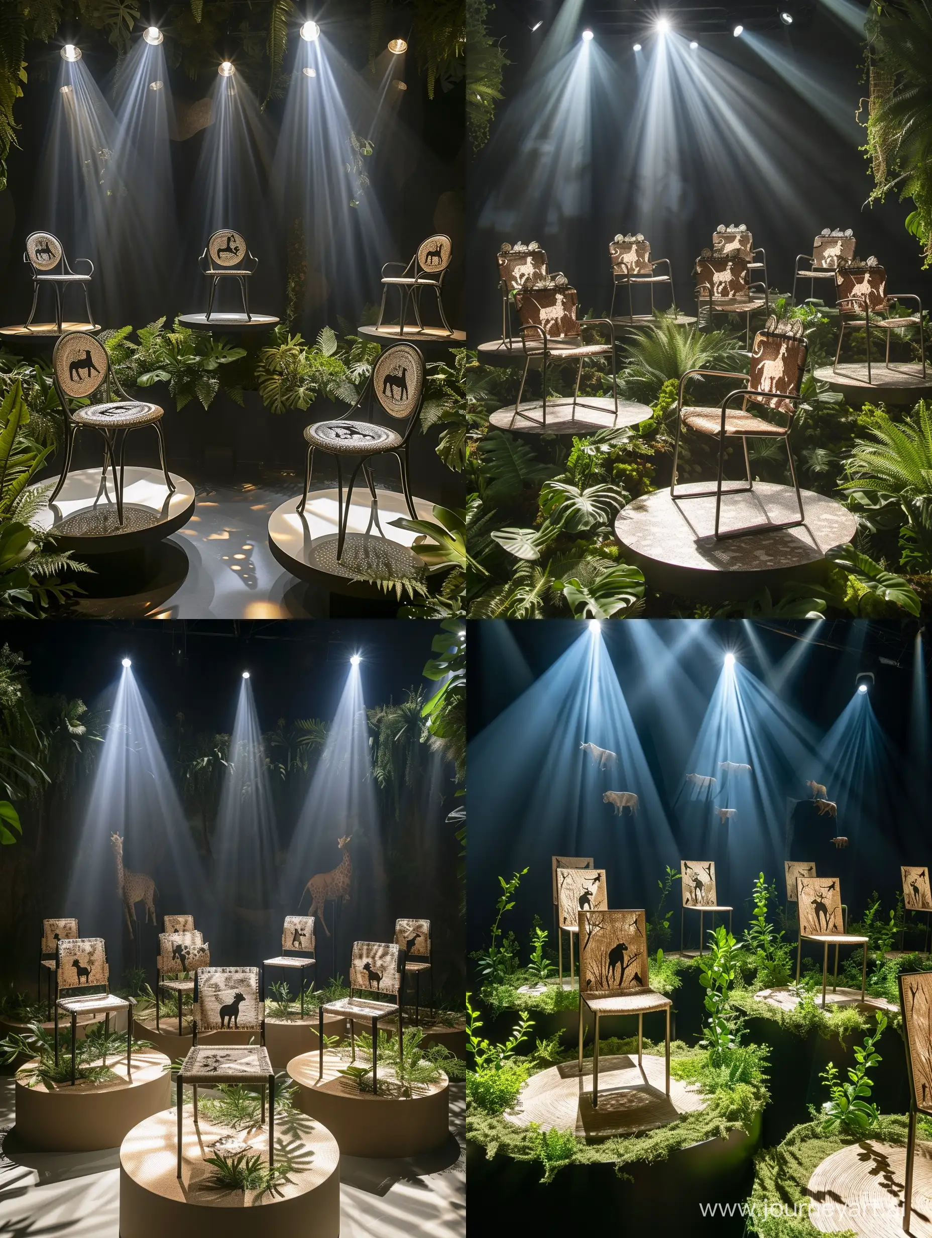 Safari-Collection-Display-Captivating-WildlifeInspired-Chairs-Amid-Faux-Foliage