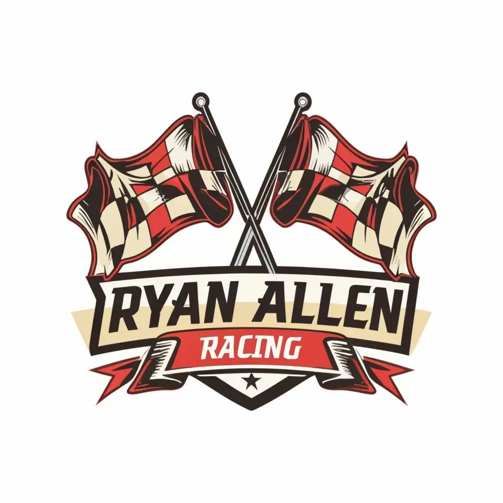 logo, Checkered Flag, with the text "Ryan Allen Racing", typography, be used in Automotive industry