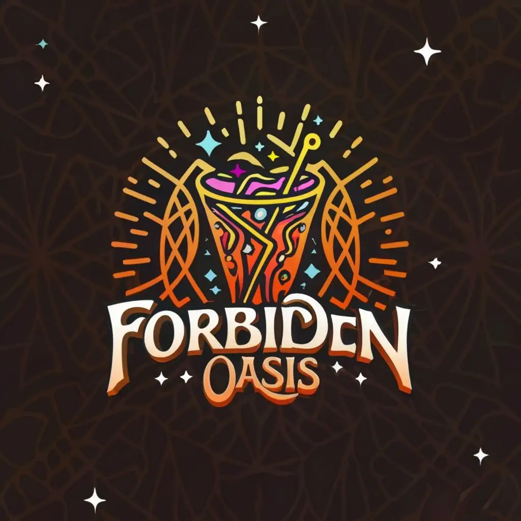a logo design,with the text "Forbidden Oasis", main symbol:Star drink,complex,clear background