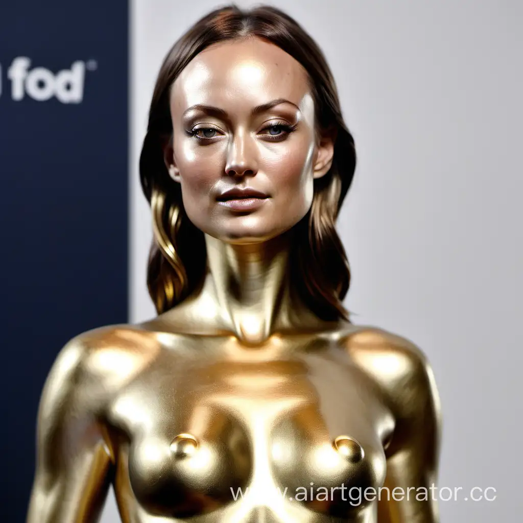 Elegant-Golden-Statue-of-Olivia-Wilde-in-Graceful-Pose