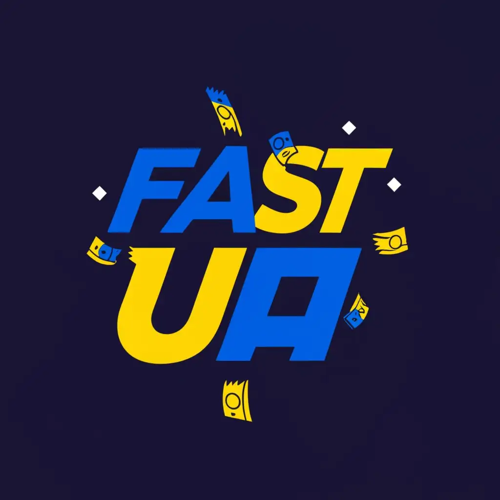 a logo design,with the text "Fast Money UA", main symbol:Money, fast, yellow and blue colors as a sign of Ukraine,Moderate,be used in Finance industry,clear background